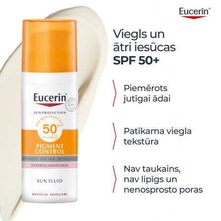 EUCERIN Sun Pigment Control SPF50+ saules aizsarglīdzeklis, 50 ml