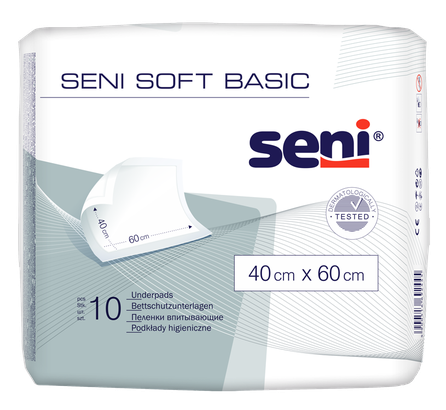 SENI Soft Basic 40 x 60 cm absorbējošie palagi, 10 gab.