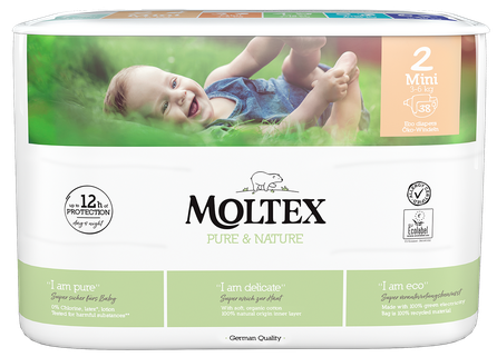 MOLTEX Eco Pure & Nature 2 Mini (3-6 kg) autiņbiksītes, 38 gab.