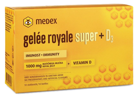 MEDEX Gelée Royale Super + D3 shot (9 ml) pudelītes, 16 gab.