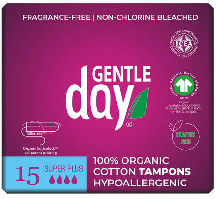 GENTLE DAY Super Plius Organic Cotton tamponi, 15 gab.