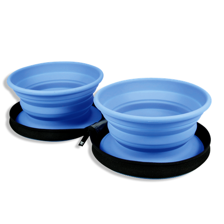 KIWI WALKER ceļojumu Double Bowl, zila bļoda, 1 gab.