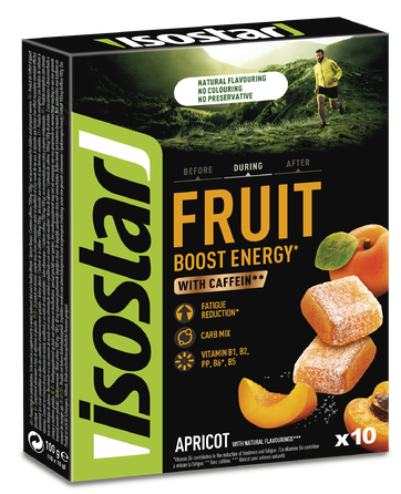 ISOSTAR Energy Fruit Boost Apricot 10g želejas konfektes, 10 gab.