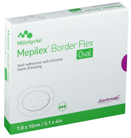 MEPILEX  Border Flex Oval 7.8 x 10 cm brūču pārsējs, 5 gab.
