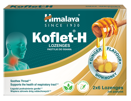 HIMALAYA Koflet-H Ginger pastilas, 12 gab.