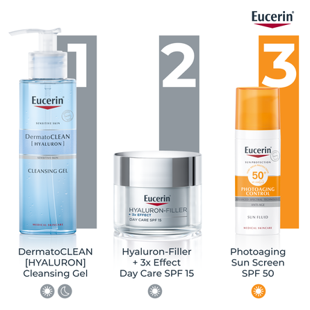 EUCERIN Hyaluron-Filler +3x Effect  SPF 15 (Refill) Sausai Ādai sejas krēms, 50 ml