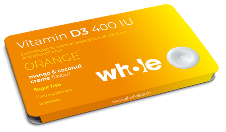 WHOLE Vitamin D3 400 IU pastilas, 15 gab.