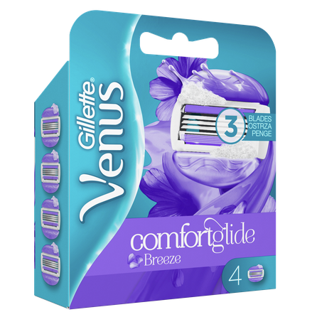 GILLETTE Venus Comfortglide Breeze skuvekļu maināmās kasetnes, 4 gab.