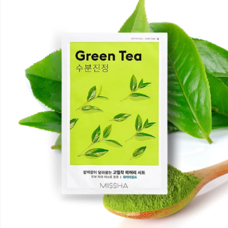 MISSHA Airy Fit Green Tea sejas maska, 19 g