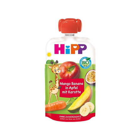 HIPP ābolu, burkānu, mango, no 6mēn biezenis, 100 g
