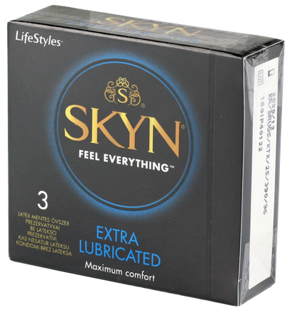 LIFESTYLES Skyn Extra Lubricated prezervatīvi, 3 gab.