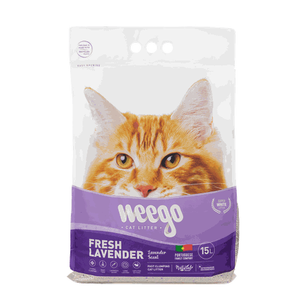 WEEGO Fresh Lavender cementējošās smiltis kaķiem, 15 L