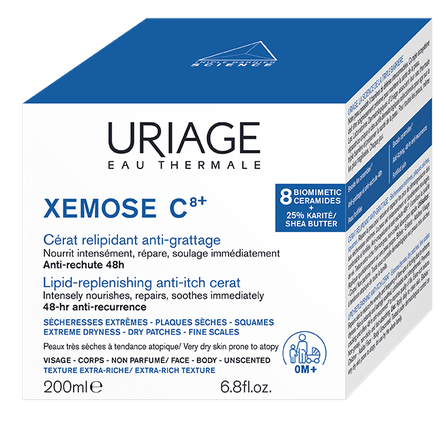 URIAGE Xemose C8+ Cerat Lipid-Replenishing Anti-Irritation ķermeņa krēms, 200 ml