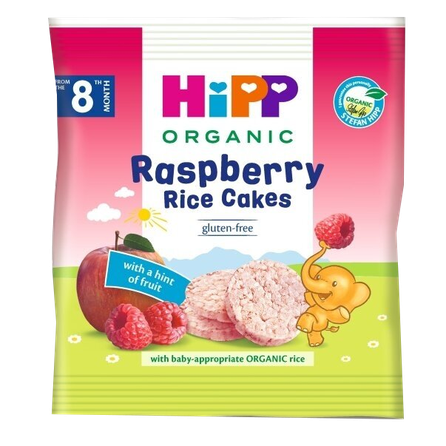 HIPP Organic Raspberry Rice Cakes uzkoda, 30 g