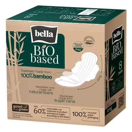 BELLA Bio Based Long higiēniskās paketes, 8 gab.