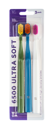 WOOM 6500 Ultra Soft zobu birste, 3 gab.