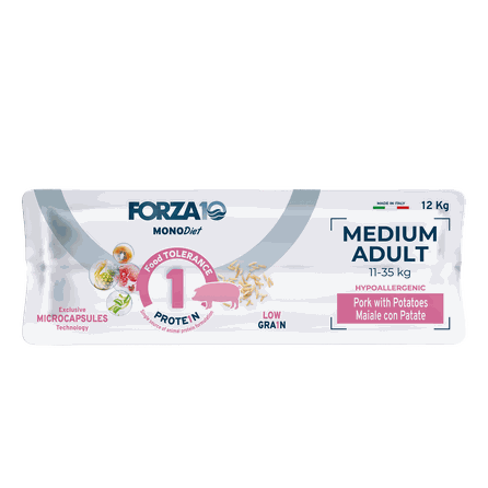 FORZA10 Monodiet Medium Adult Ar Cūku Un Kartupeļiem, Suņiem sausā barība, 12 kg