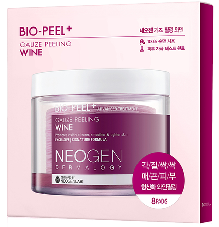 NEOGEN Dermalogy Bio-Peel Gauze Peeling - Wine pīlinga spilventiņi, 8 gab.