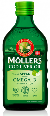 MOLLERS zivju eļļa (ābolu garša), 250 ml