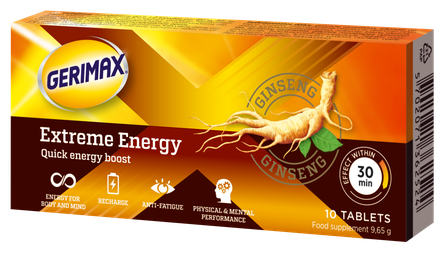 GERIMAX Extreme Energy tabletes, 10 gab.