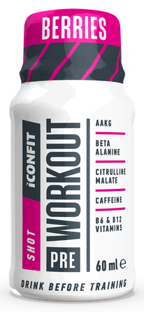 ICONFIT  Pre Workout Shot Berries pudelīte, 60 ml