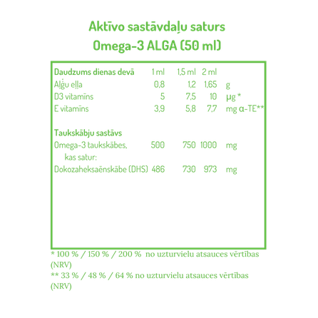 NORSAN Omega-3 Alga Ar Citronu Garšu eļļa, 50 ml