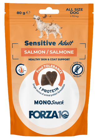 FORZA10 Monosnack Sensitive Adult Lasis, Suņiem gardumi, 80 g