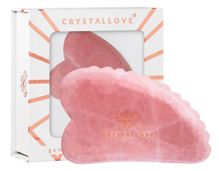 CRYSTALLOVE 3D Rose Quartz Gua Sha masāžas plāksne, 1 gab.
