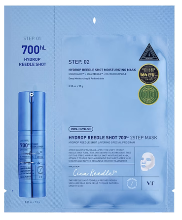 VT COSMETICS Hydrop Reedle Shot 700hL 2-Step auduma sejas maska, 1 gab.