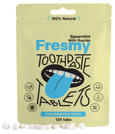 FRESMY Spearmint zobu pastas tabletes, 124 gab.