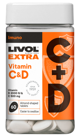 LIVOL  Extra Vitamīni C & D kapsulas, 60 gab.