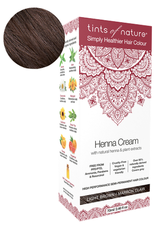 TINTS OF NATURE Henna Cream Light Brown matu krāsa, 70 ml