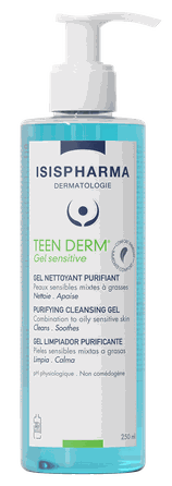 ISISPHARMA Teen Derm Gel Sensitive Skin attīrošs līdzeklis, 250 ml
