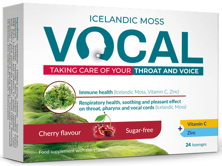 VOCAL  Cherry Flavor pastilas, 24 gab.