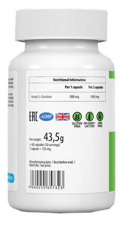 VPLAB Acetyl L-Carnitine kapsulas, 60 gab.
