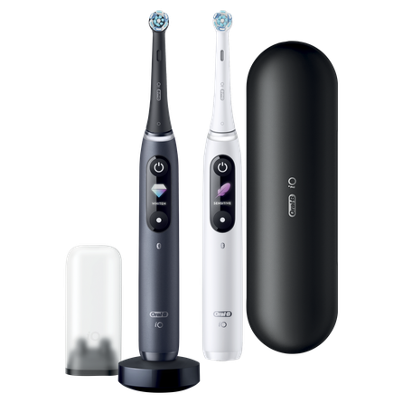 ORAL-B iO8 Duo Black + White elektriskā zobu birste, 2 gab.