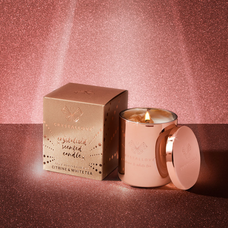 CRYSTALLOVE Citrine Soy Candle & White Tea aromātiskā svece, 1 gab.