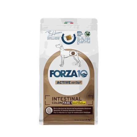FORZA10 Active Vetdiet Intestinal Colon Fase 1 Ar Jēru/Sorgo, Suņiem sausā barība, 1.5 kg