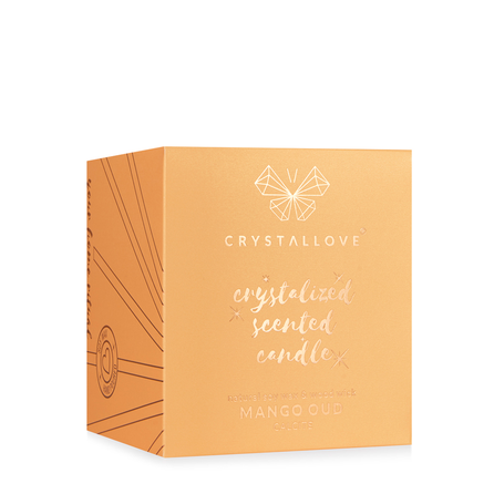CRYSTALLOVE Calcite Soy Candle & Mango aromātiskā svece, 400 g