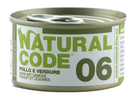NATURAL CODE 06 Vista Un Dārzeņi konservi kaķiem, 85 g