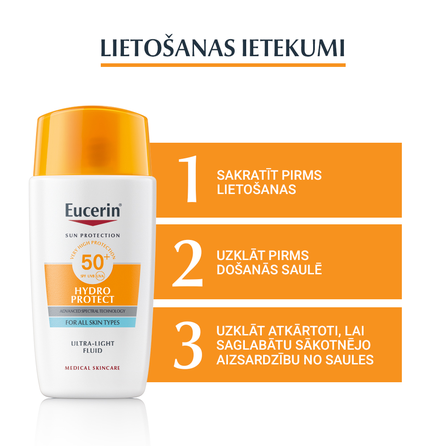 EUCERIN Sun Hydro Protect SPF50+ īpaši viegls sejas fluīds, 50 ml