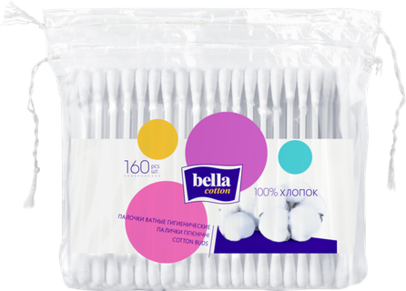 BELLA Cotton vates kociņi, 160 gab.