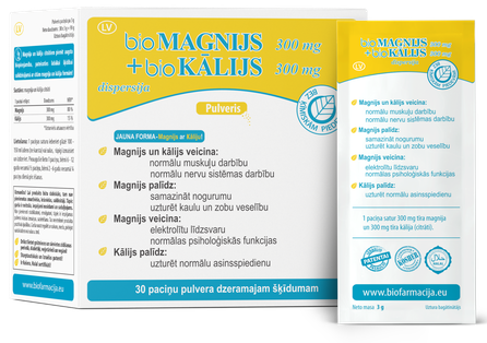 BIOFARMACIJA Biomagnijs 300 mg + Biokālijs 300 mg pulveris, 30 gab.