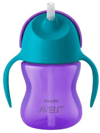 PHILIPS Avent 9 m+ (violeta) krūzīte ar salmiņu, 1 gab.