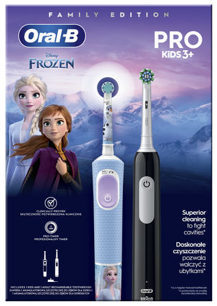 ORAL-B Vitality PRO + Frozen Pro Kids 3+ elektriskā zobu birste, 2 gab.