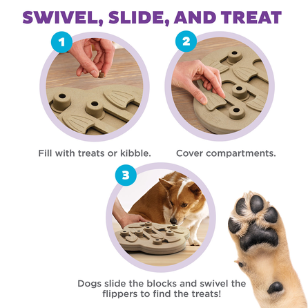 OUTWARD HOUND Puzle Dog Hide N Slide Composite, Brūna rotaļlieta, 1 gab.