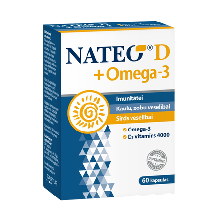 NATEO D3 Plus Omega-3 SV4000 kapsulas, 60 gab.