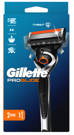 GILLETTE Fusion5 ProGlide 2 maiņas kasetnes +  skuveklis, 1 gab.