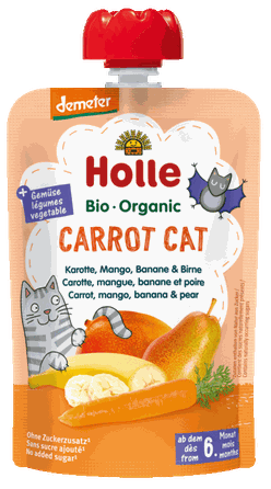 HOLLE Burkāns, mango, banāns un bumbieris biezenis, 100 g