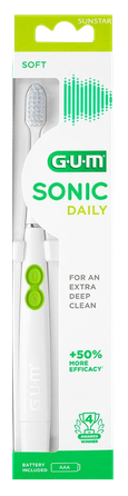 GUM Sonic Daily Power Soft (balta) elektriskā zobu birste, 1 gab.